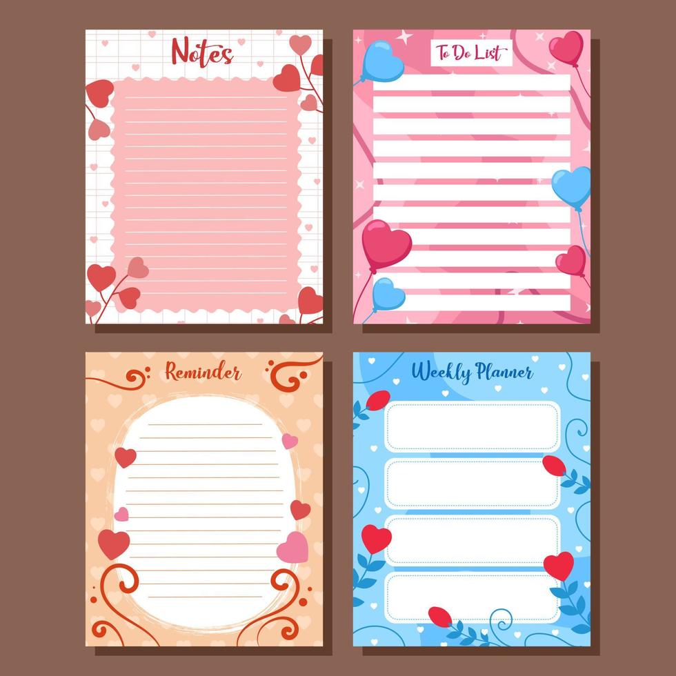 Valentine Day Themed Journal Template vector