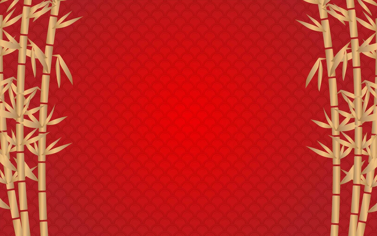 Red Pattern Background with Bamboo vector