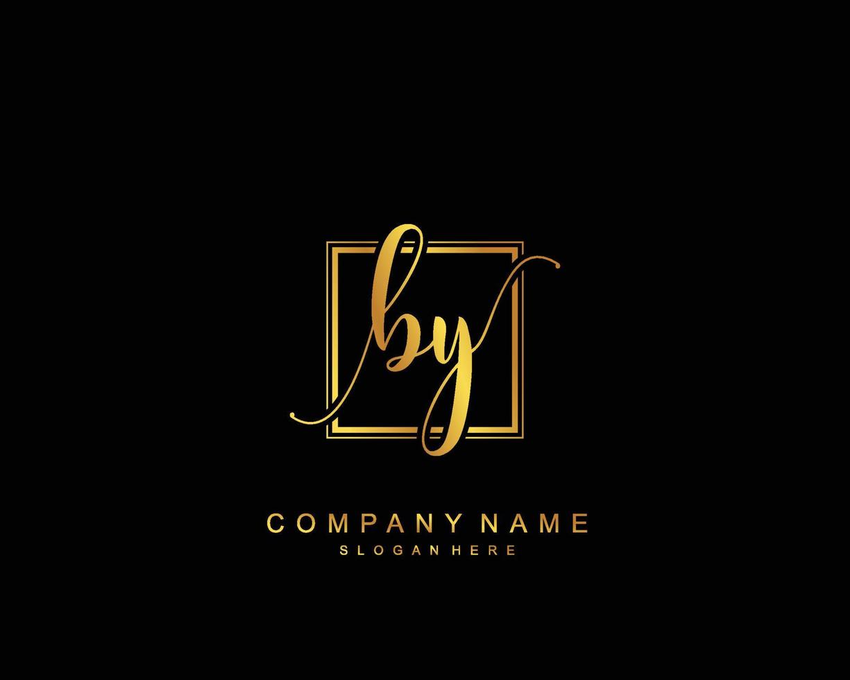 Initial BY beauty monogram and elegant logo design, handwriting logo of initial signature, wedding, fashion, floral and botanical with creative template. vector