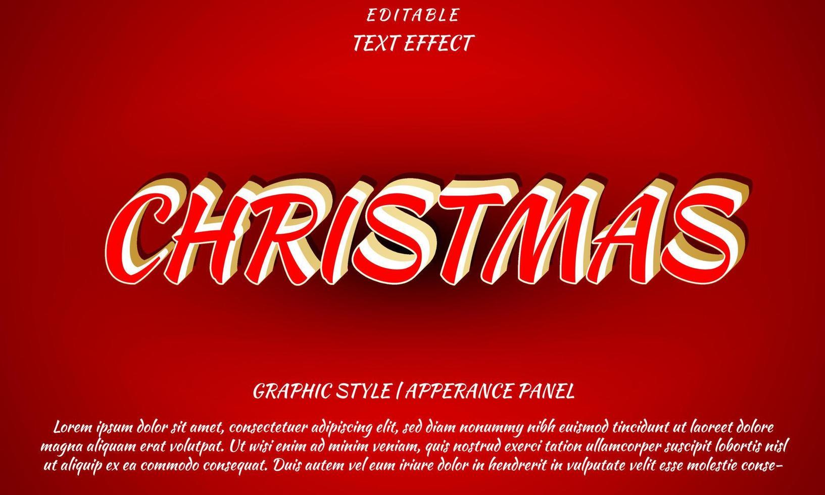 plantilla de efecto de texto de navidad en estilo 3d. con un fondo rojo. utilizado para logotipos y marcas comerciales vector