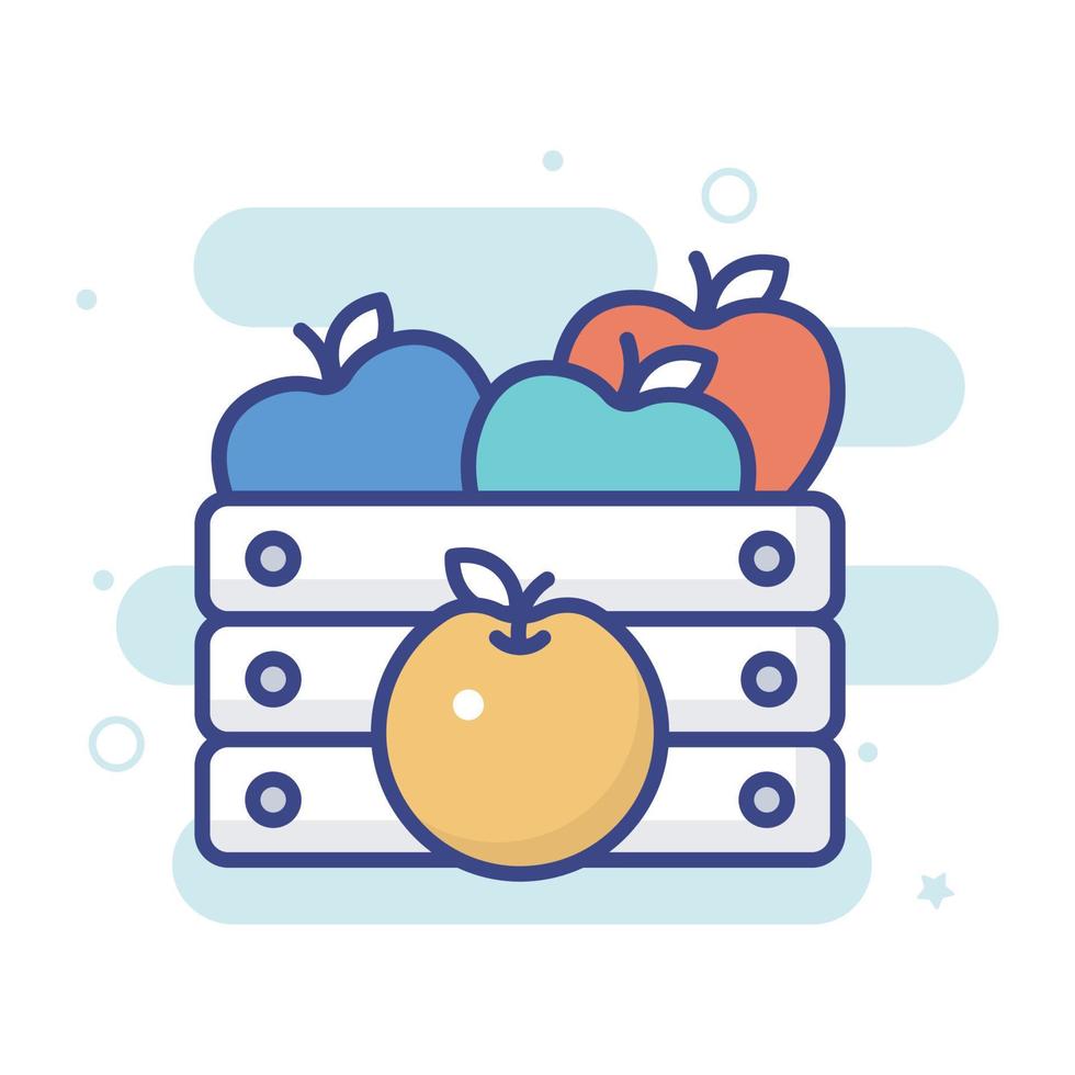 Fruits Basket vector filled outline icon style illustration. EPS 10 file