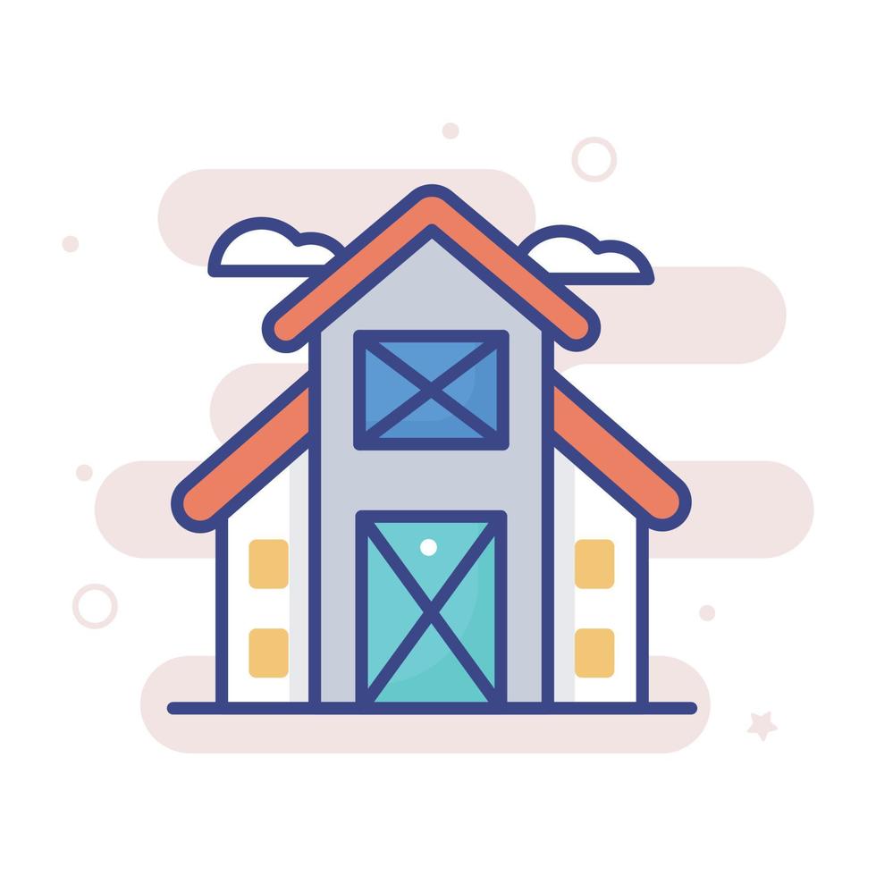 Farmhouse vector filled outline icon style illustration. EPS 10 file