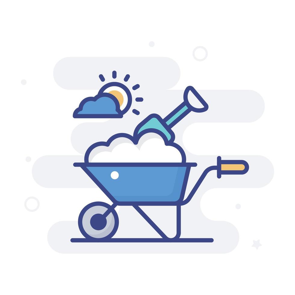 Wheel barrow  vector filled outline icon style illustration. EPS 10 file