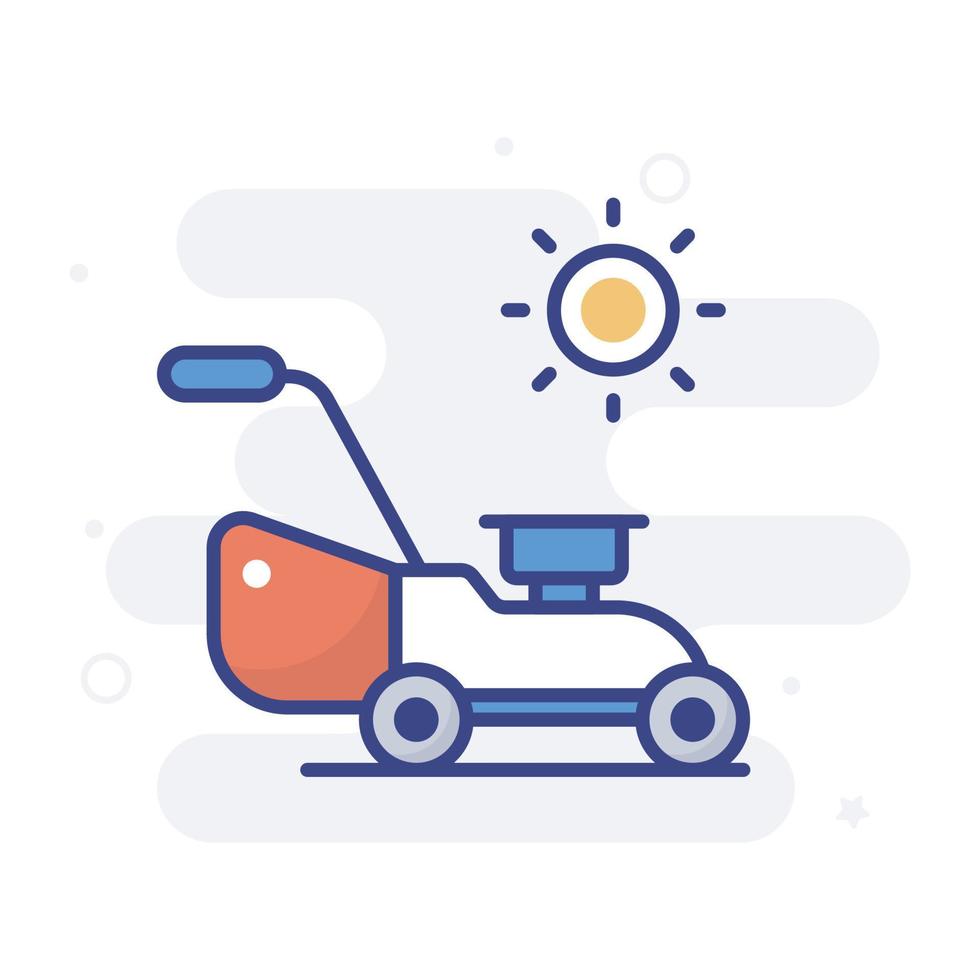 Lawn Mover vector filled outline icon style illustration. EPS 10 file