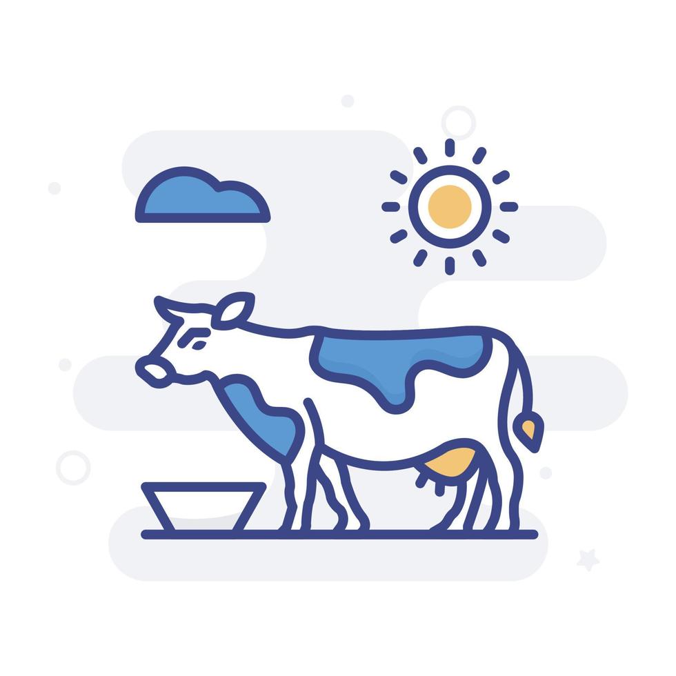 ilustración de estilo de icono de contorno lleno de vector de vaca. archivo eps 10