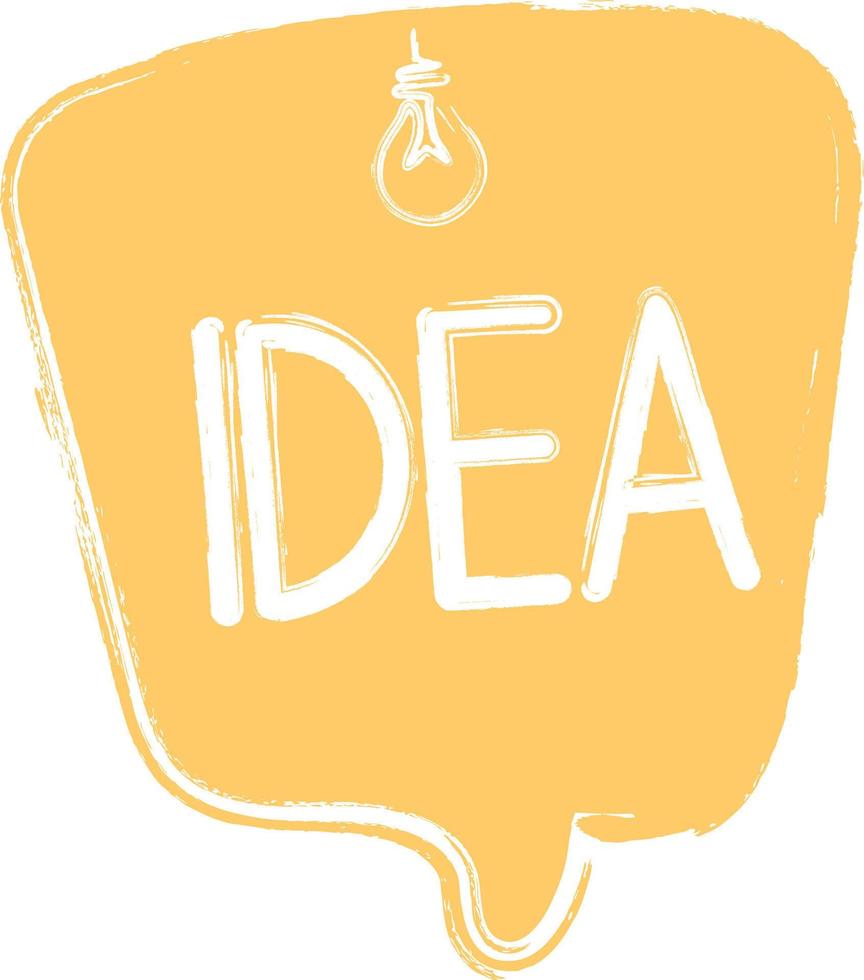 Idea yellow cartoon, hand draw speech bubble vector