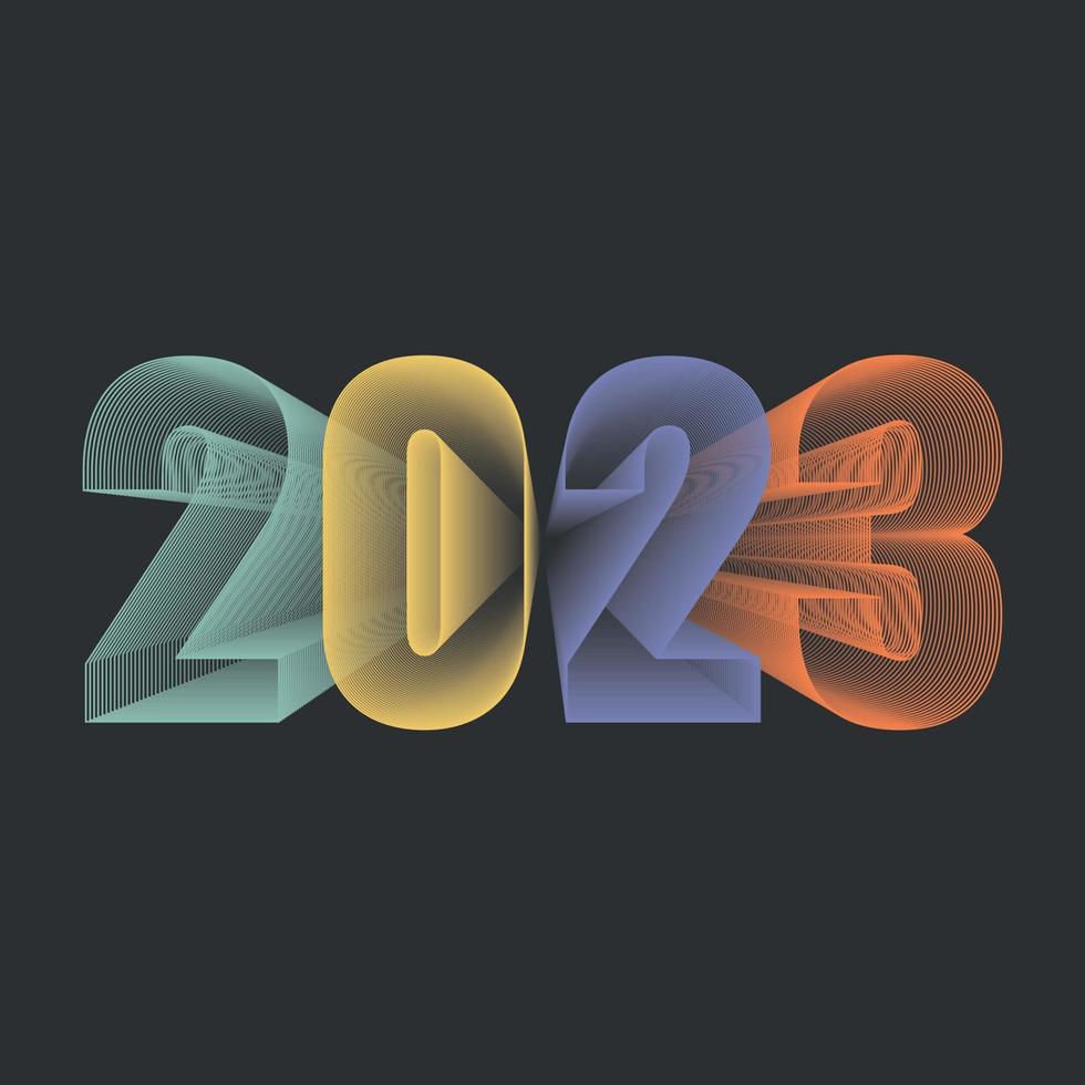 feliz año nuevo 2023 diseño de texto vector