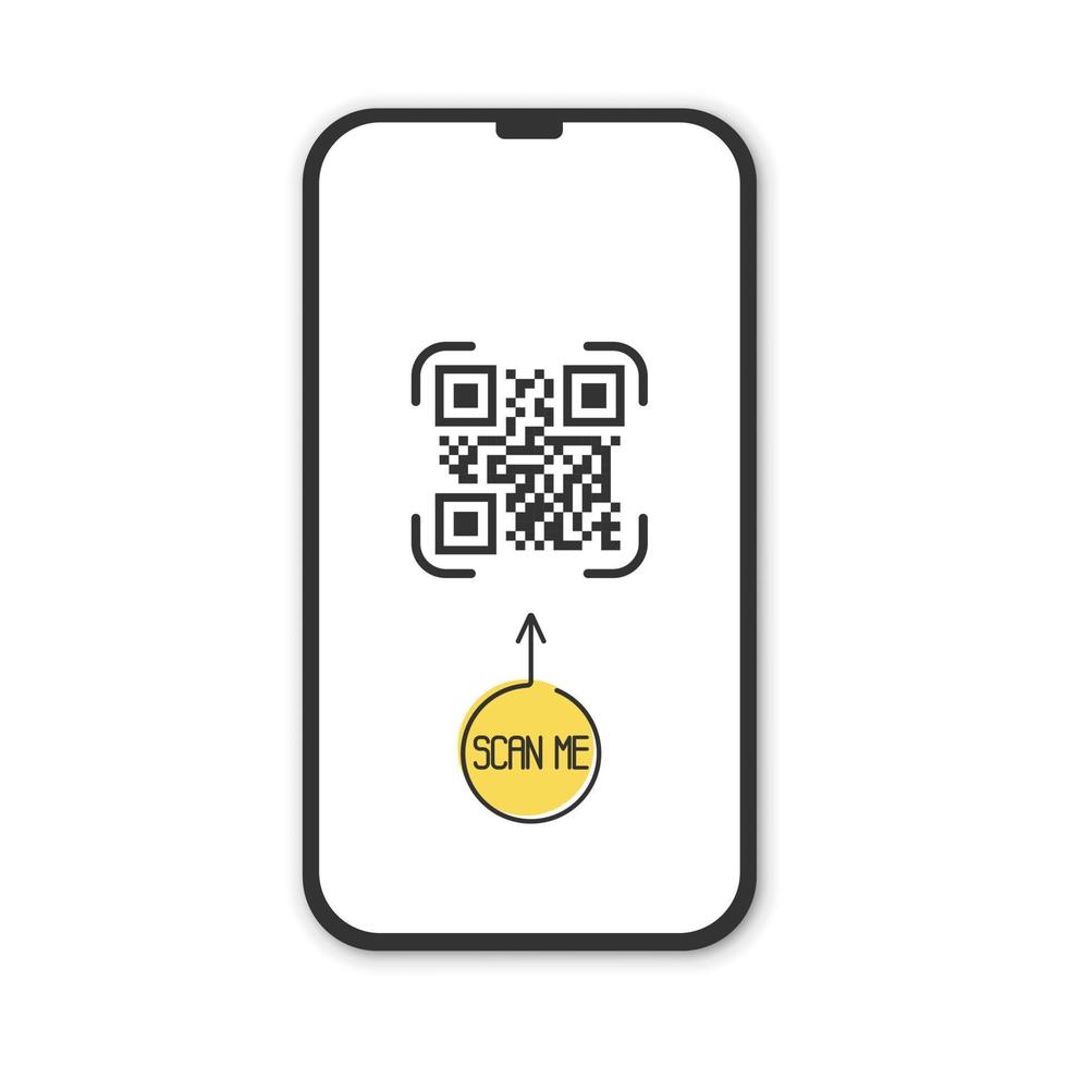 Realistic smartphone with qr code scanner. Scan me. vector