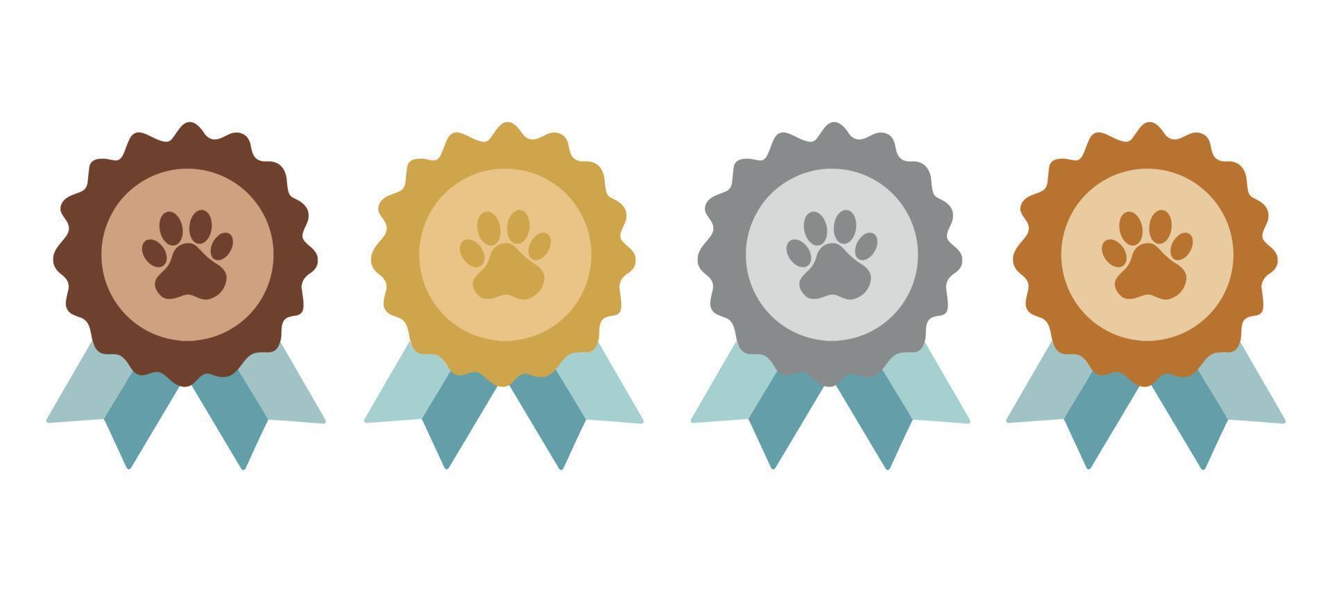 A set of icons with ribbons. Award medals. Vector illustration.