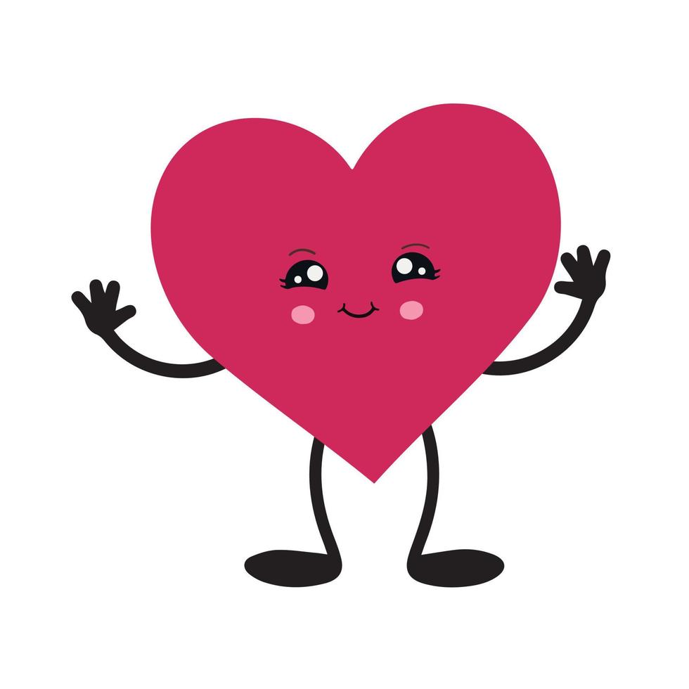 un corazón al estilo hawaiano. personaje de caricatura emocional dibujado a mano. lindo personaje de amor vector