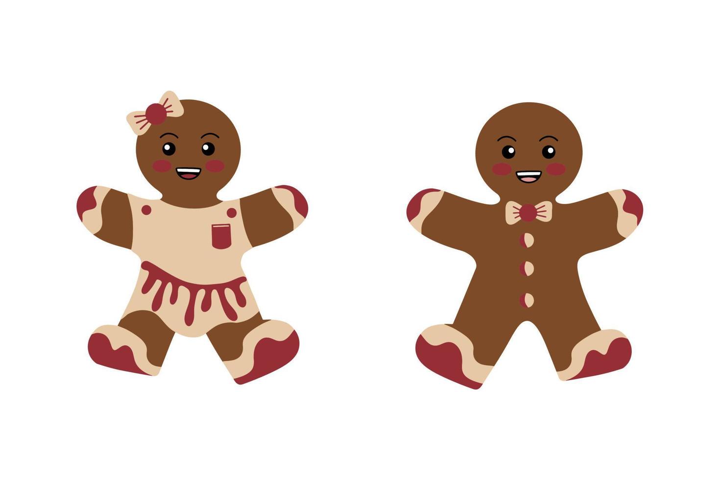 Festive cookies with gingerbread men. Gingerbread cookies in the form of men with colored glaze. Merry christmas decoration. Celebration of New Year and Christmas vector