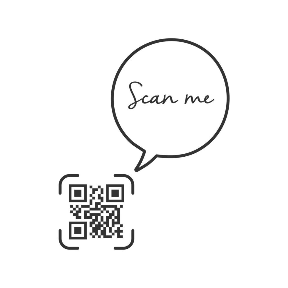 código qr para teléfono inteligente. inscripción escanéame con el icono del teléfono inteligente. código qr para el pago. vector