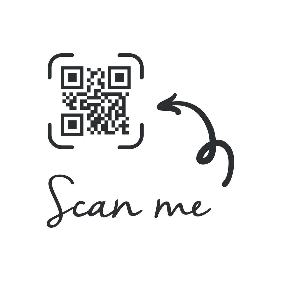 código qr para teléfono inteligente. inscripción escanéame con el icono del teléfono inteligente. código qr para el pago. vector. vector