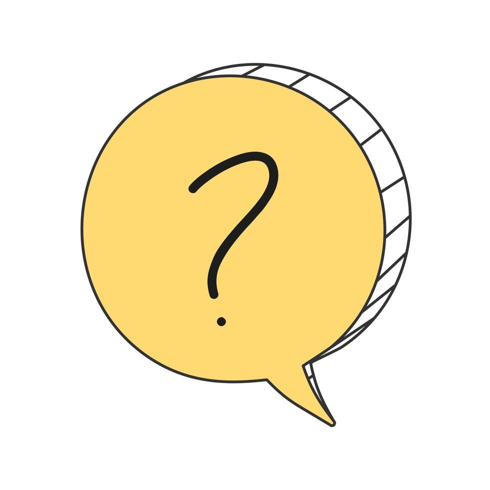 yellow speech bubble hand draw cartoon message box with question mark icon vector