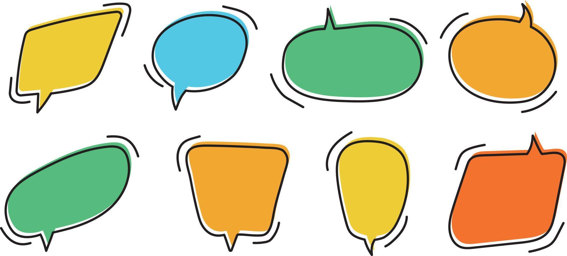 Hand drawn speech bubbles. Set of cute speech bubble in doodle style. vector