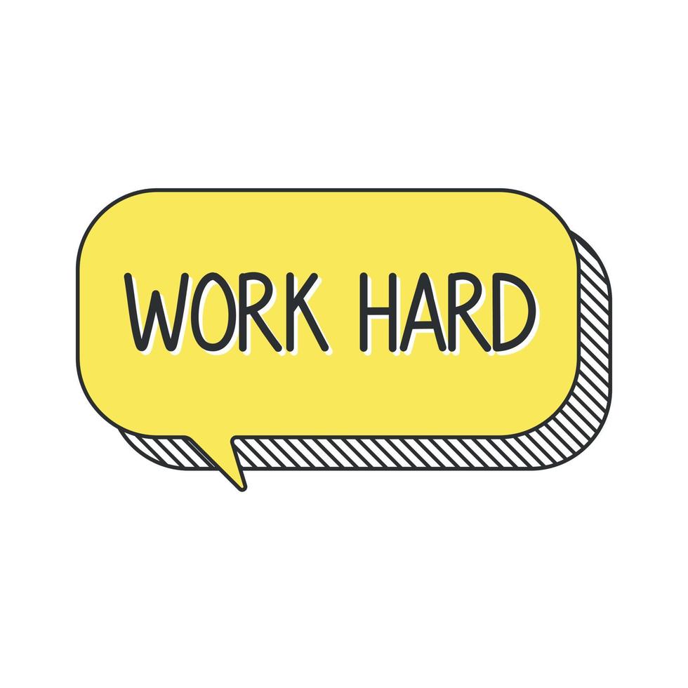 Work hard speech bubble banner pop art memphis style vector