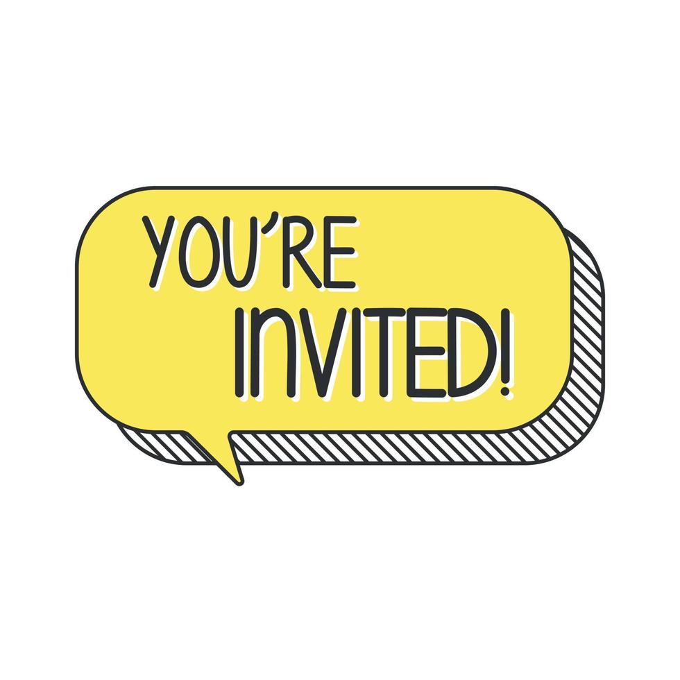 You're invited on speech bubble. vector