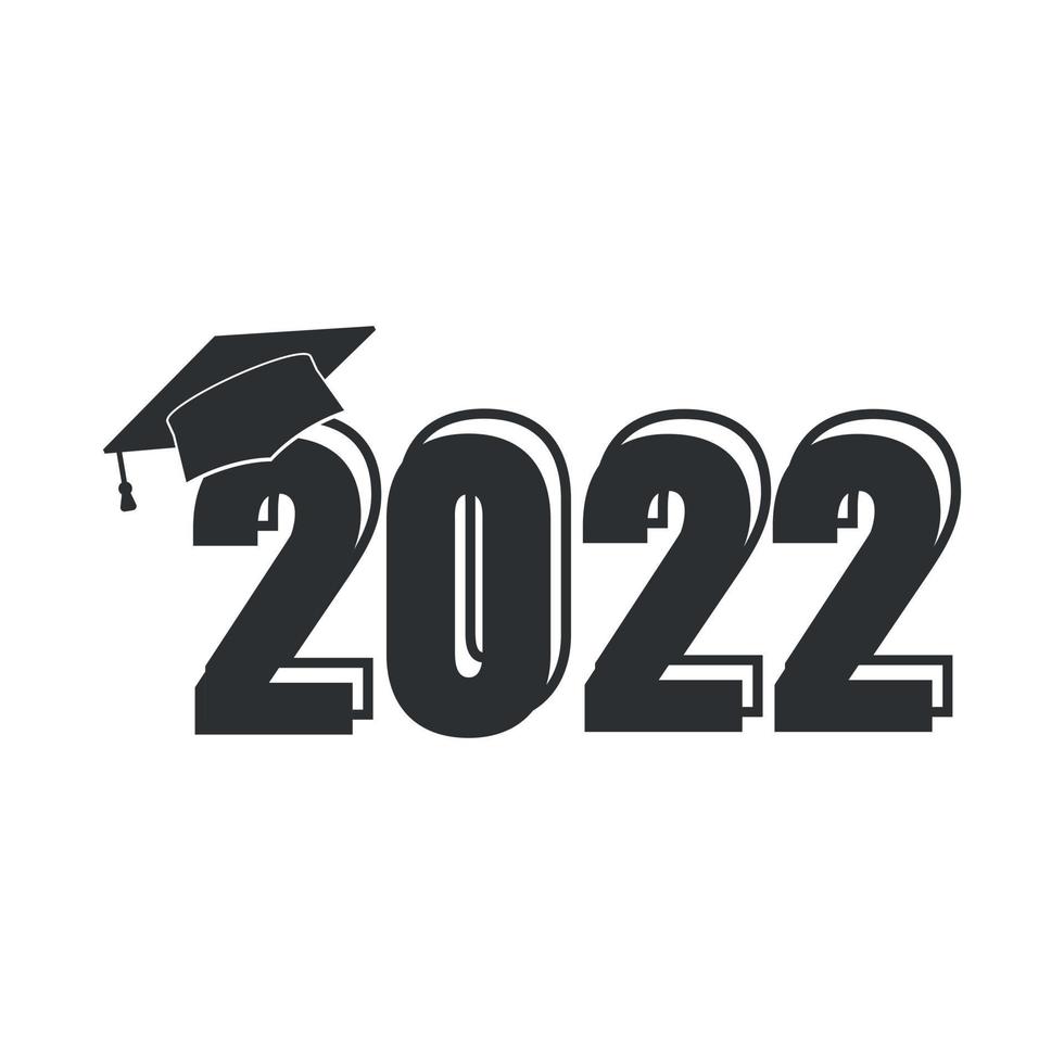 Class 2022. Stylized inscription with the year and the graduate's cap. vector