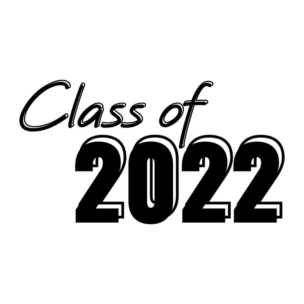 Class 2022. Stylized inscription with the year and the graduate's cap. vector