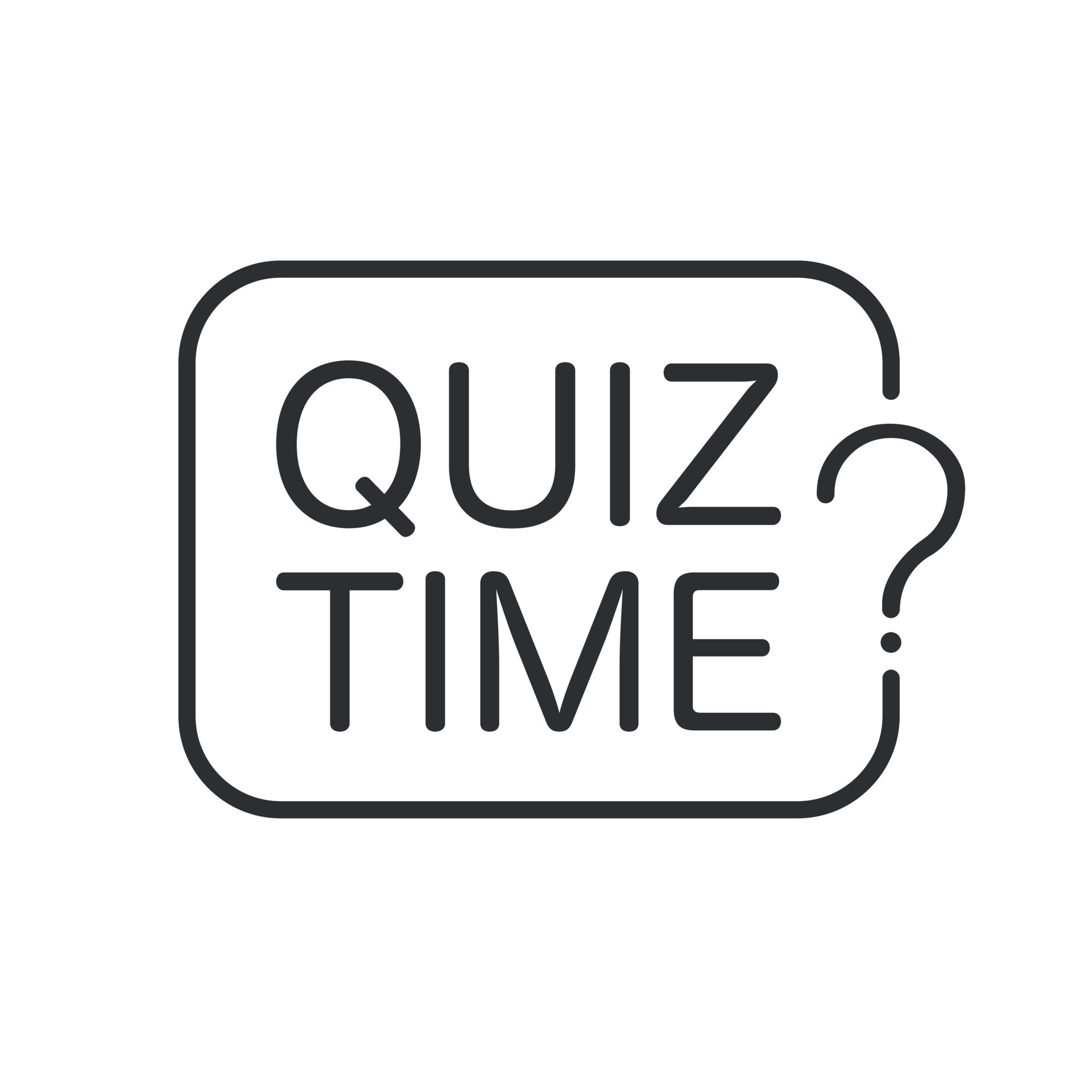 Quiz time question inscription. Handwritten lettering in speech bubble