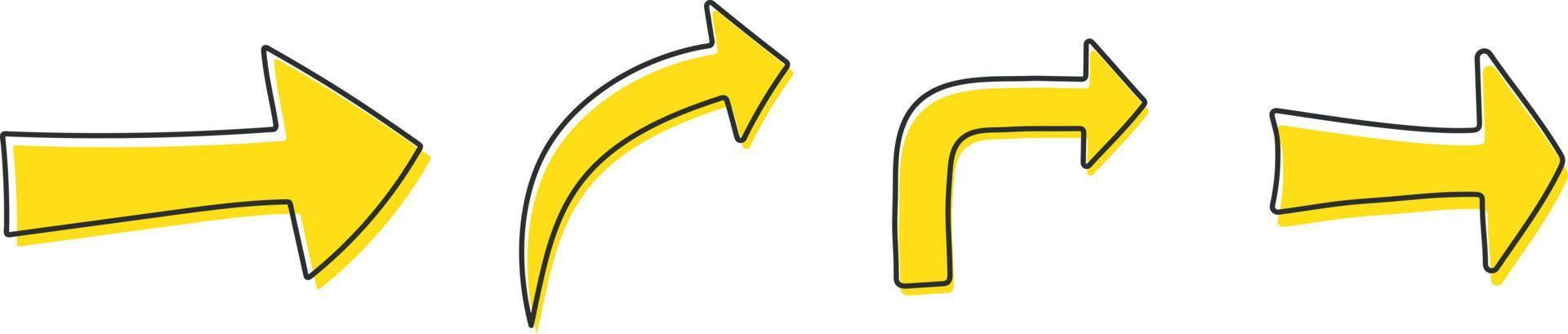hand drawn arrows icons set vector