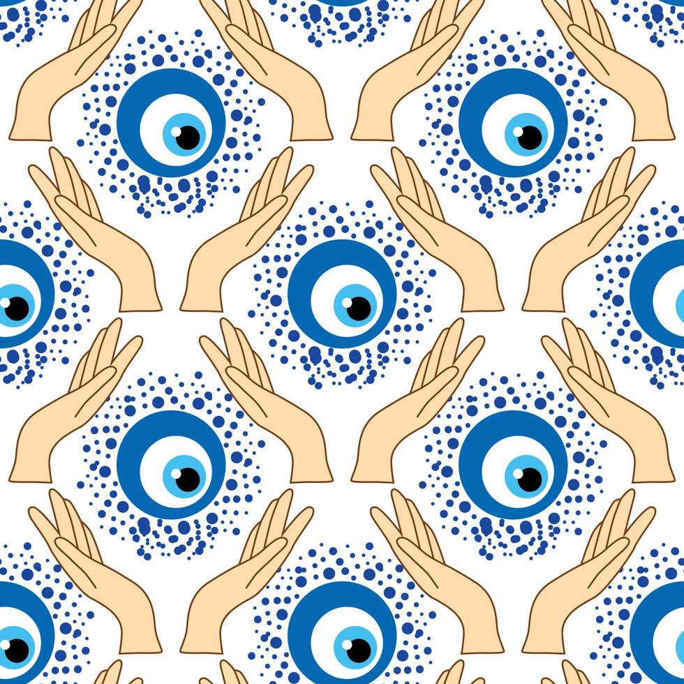 Evil eye seamless pattern. Magic, witchcraft, occult symbol, line art collection. Hamsa eye, magical eye, decor element. vector