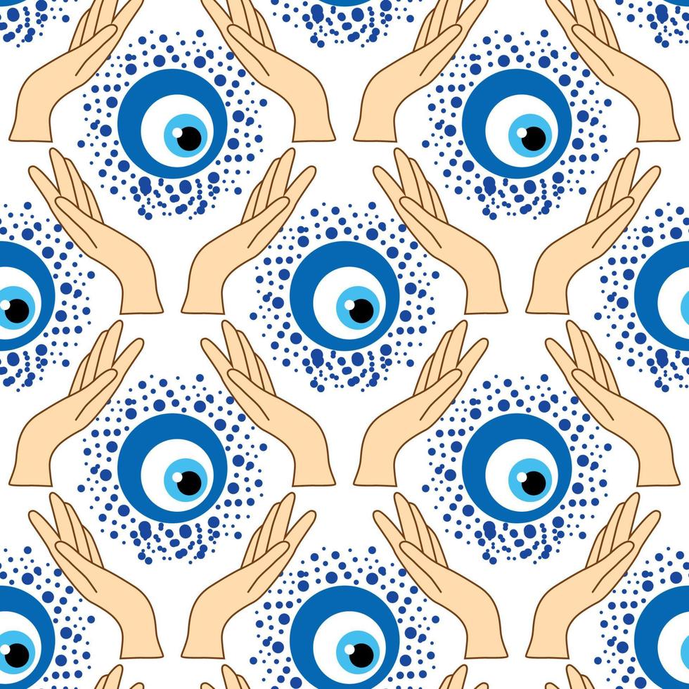 Evil eye seamless pattern. Magic, witchcraft, occult symbol, line art collection. Hamsa eye, magical eye, decor element. vector