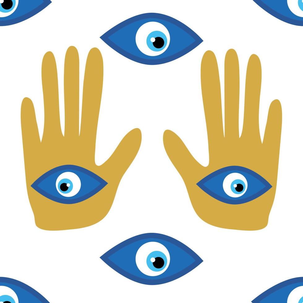 Evil eye seamless pattern. Magic, witchcraft, occult symbol, line art collection. Hamsa eye, magical eye, decor element vector
