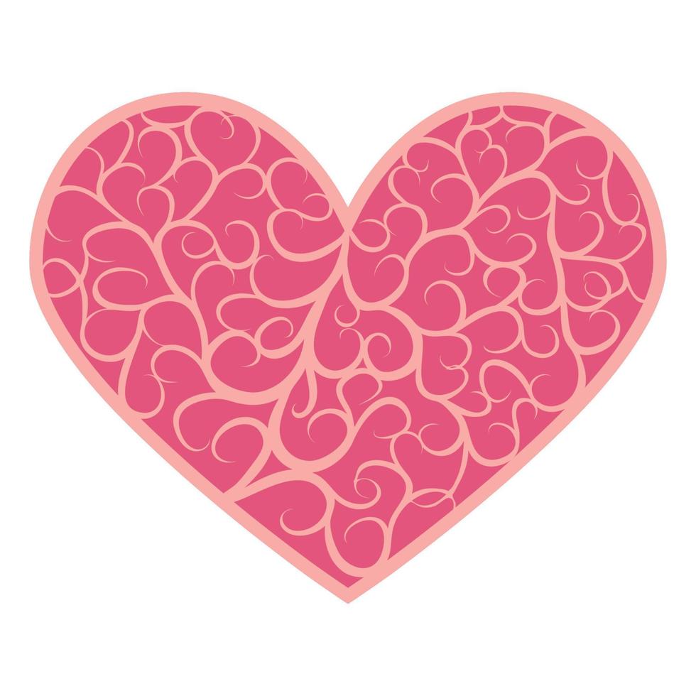 Abstract ornamental heart shaped 3d. Cutout lacy ornate heart. Valentine's day greeting card. Laser cutting design vector