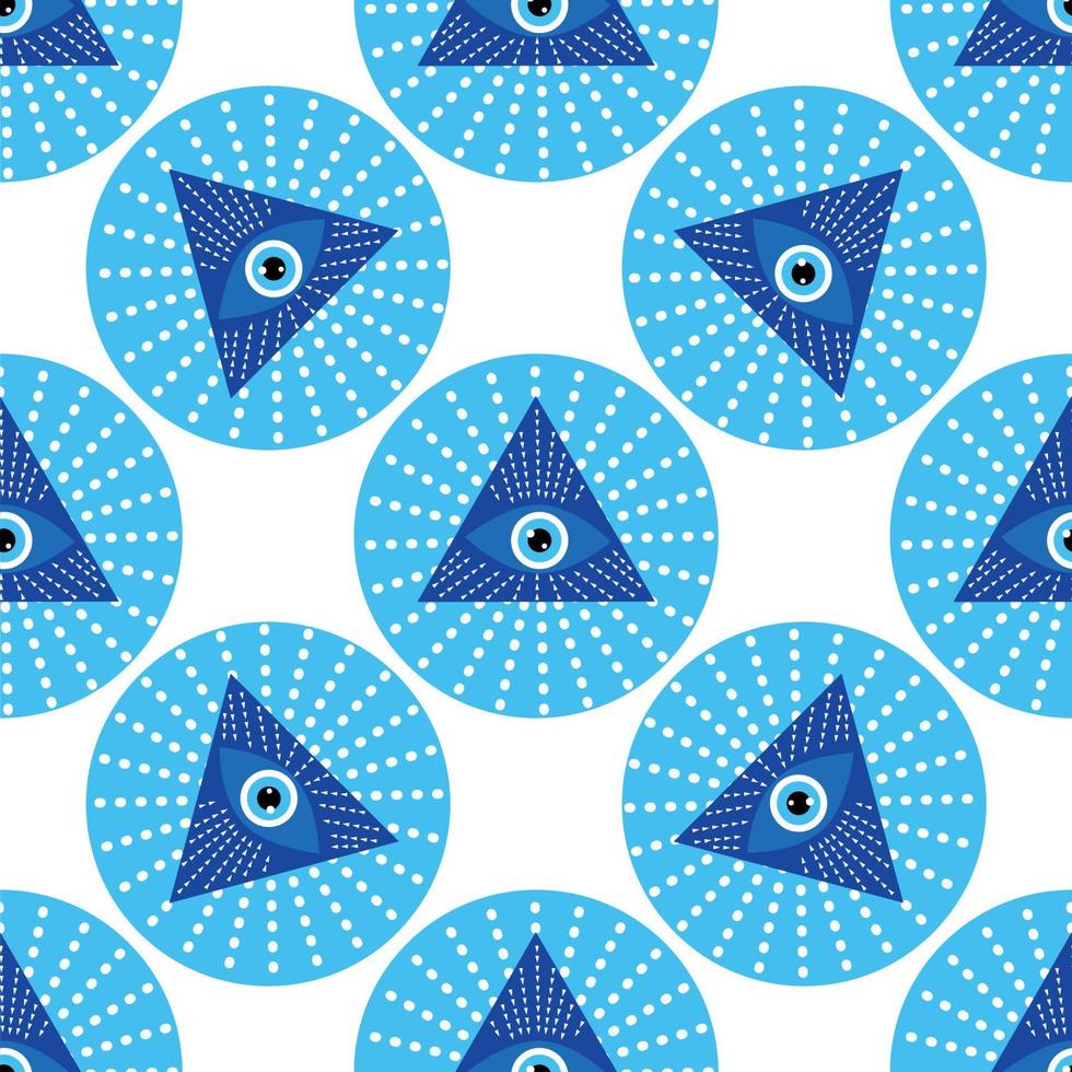 mandala griego mal de ojo símbolo de protección, azul turco vector