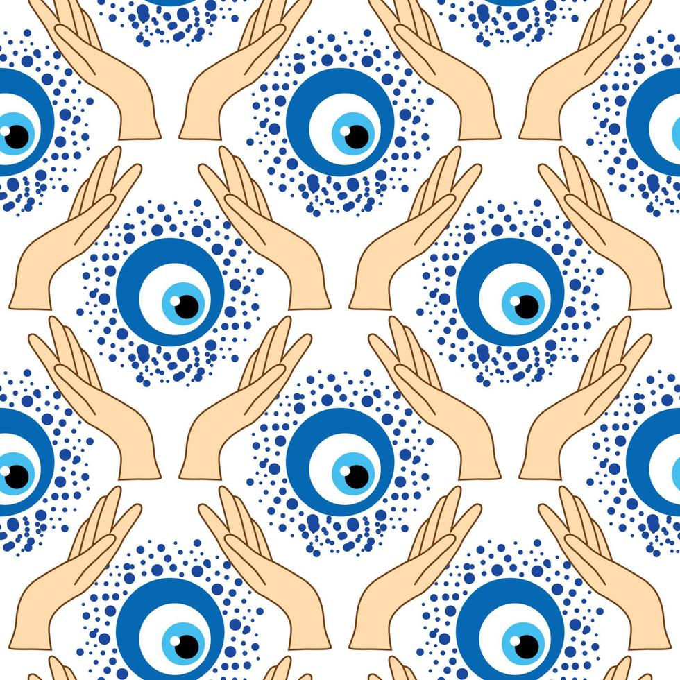 Evil eye seamless pattern. Magic, witchcraft, occult symbol, line art collection. Hamsa eye, magical eye, decor element. vector