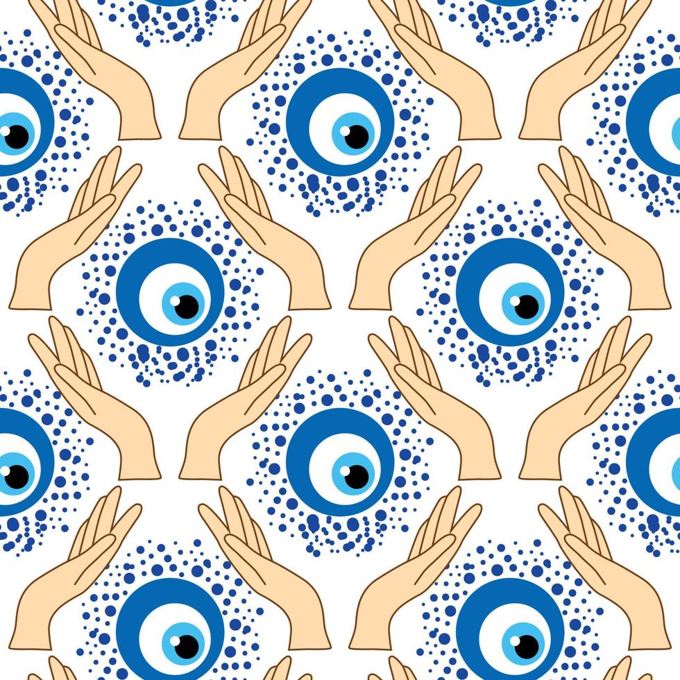 Evil eye seamless pattern. Magic, witchcraft, occult symbol, line art collection. Hamsa eye, magical eye, decor element. vector