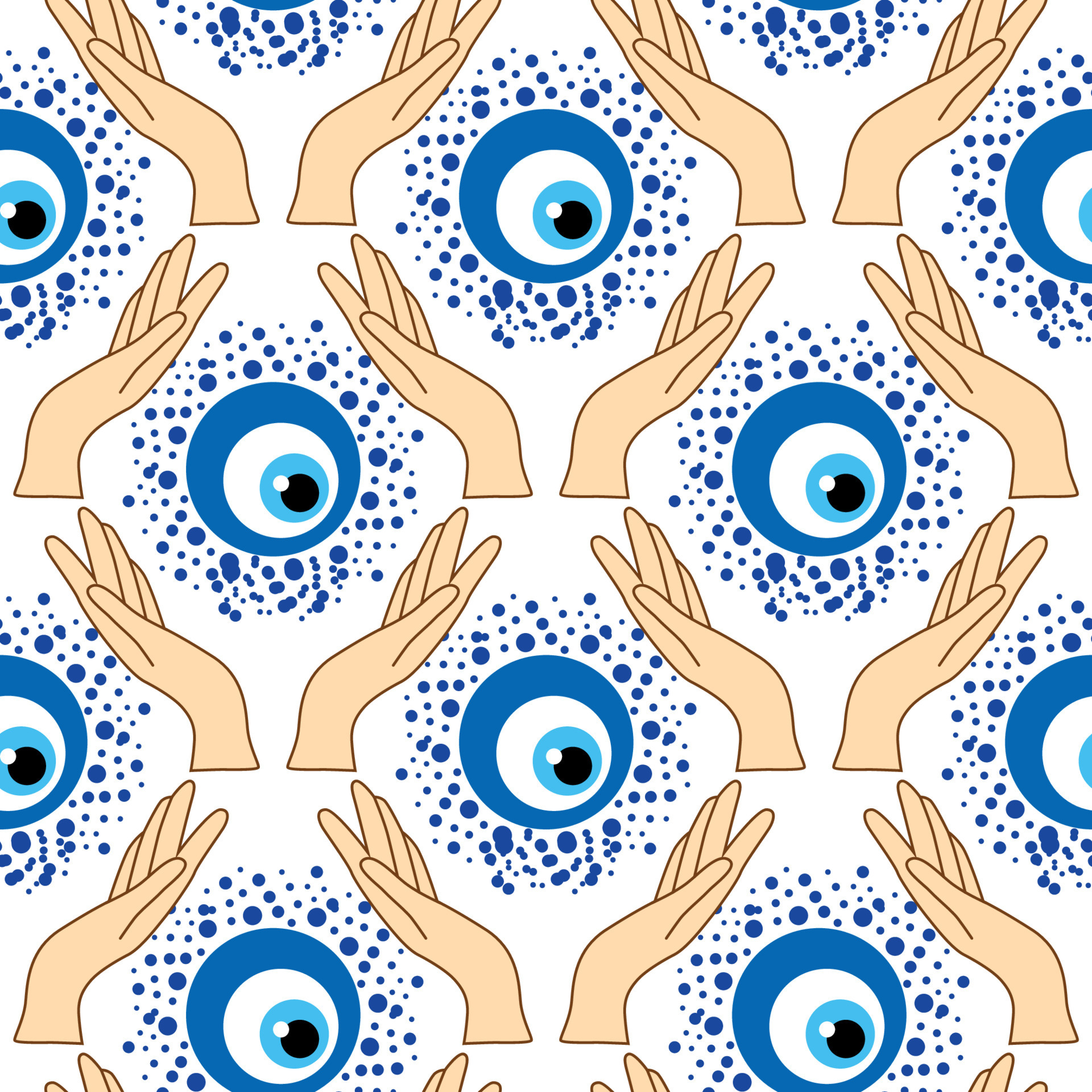 Evil eye seamless pattern. Magic, witchcraft, occult symbol, line art ...