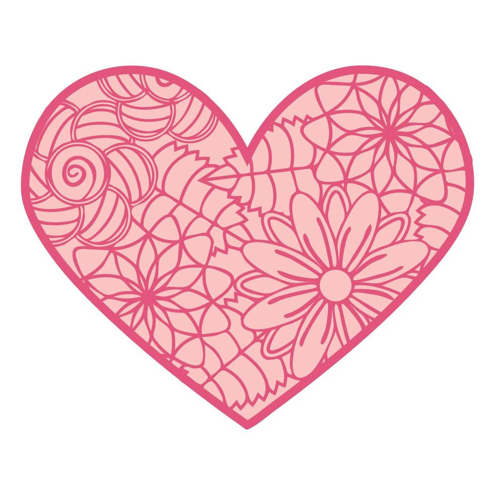 Abstract ornamental heart shaped 3d. Cutout lacy ornate heart. Valentine's day greeting card. Laser cutting design vector