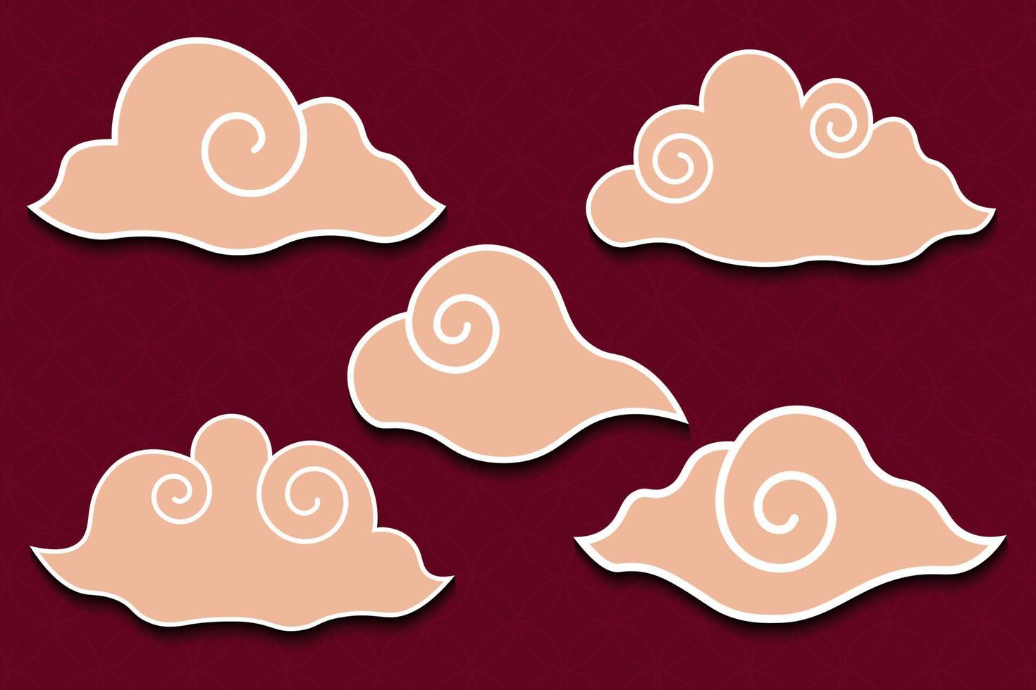 Asian Traditional Clouds For Japanese Or Chinese Decoration Design Vector Illustration