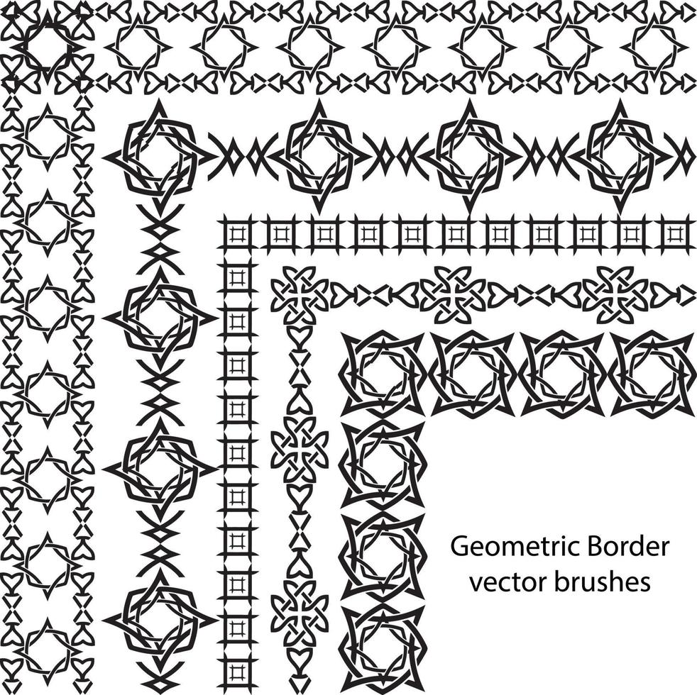 Border vector pattern brush set in seamless celtic and geometric elements