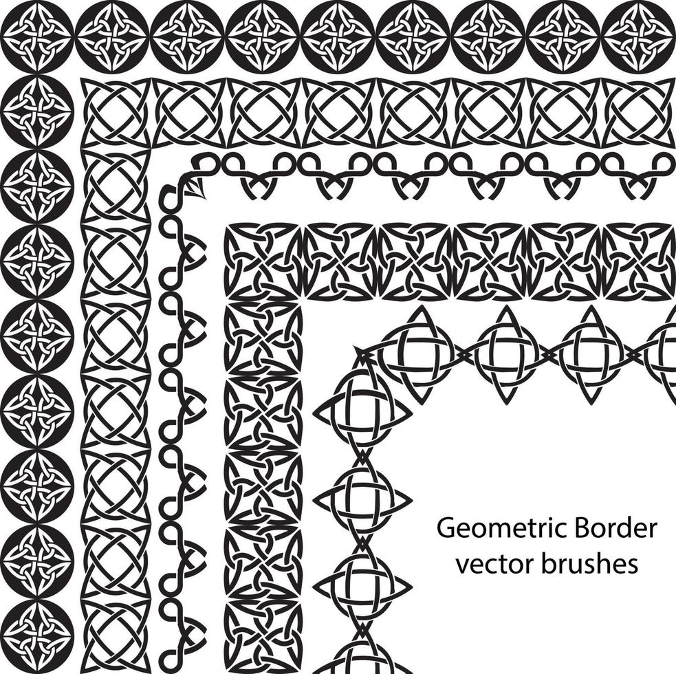 Border vector pattern brush set in seamless celtic and geometric elements