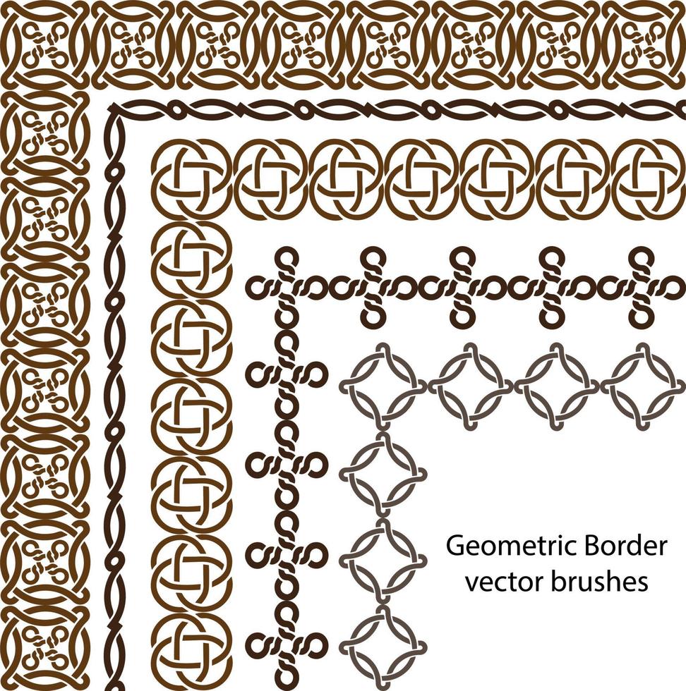 Border vector pattern brush set in seamless celtic and geometric elements