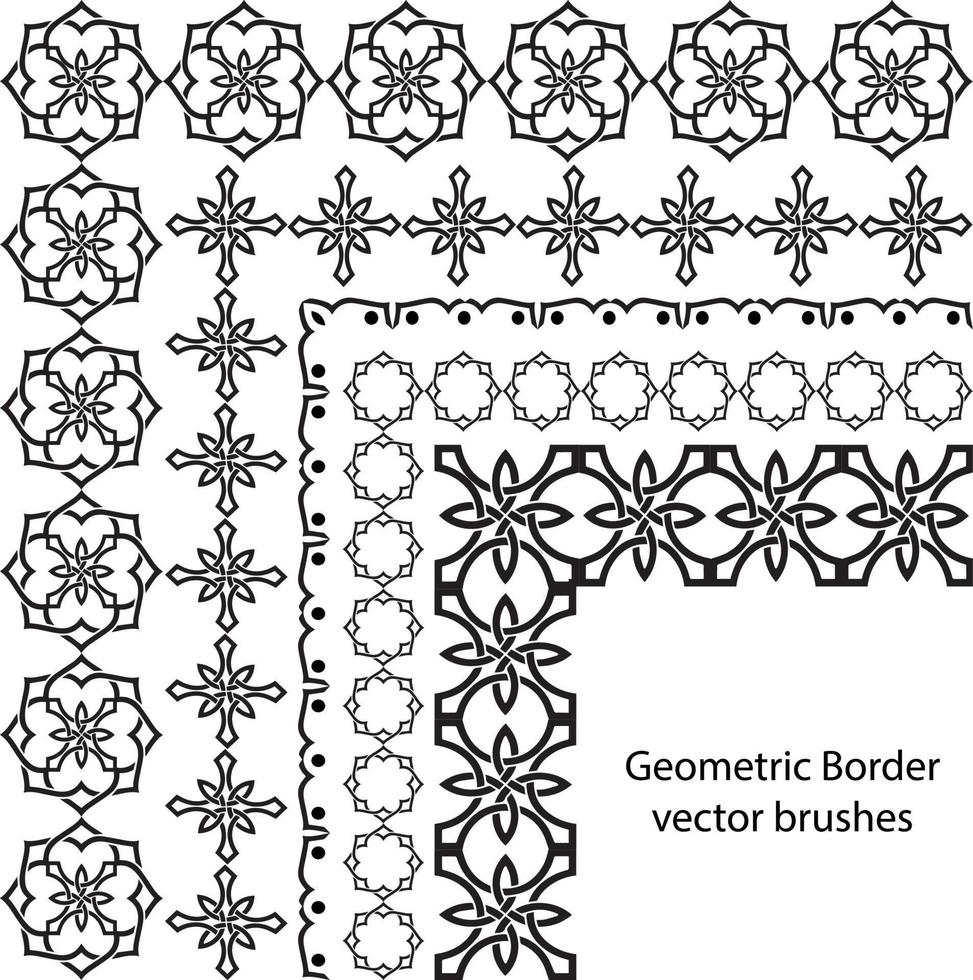 cepillo de patrón de vector de borde establecido en elementos celtas y geométricos sin costura