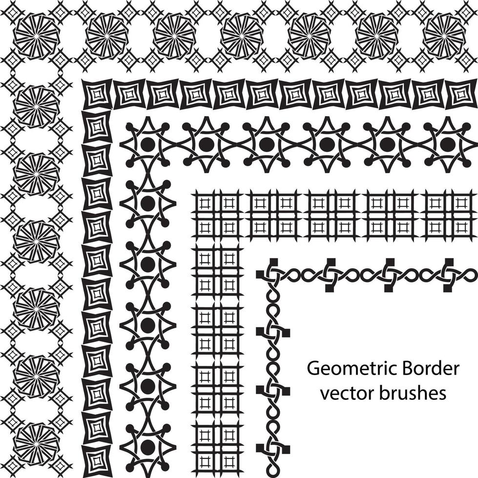 Border vector pattern brush set in seamless celtic and geometric elements