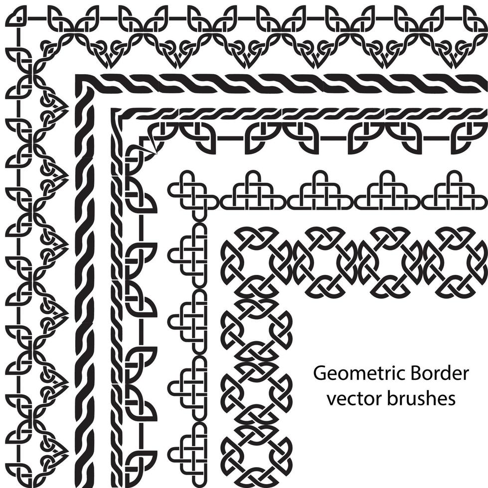 Border vector pattern brush set in seamless celtic and geometric elements