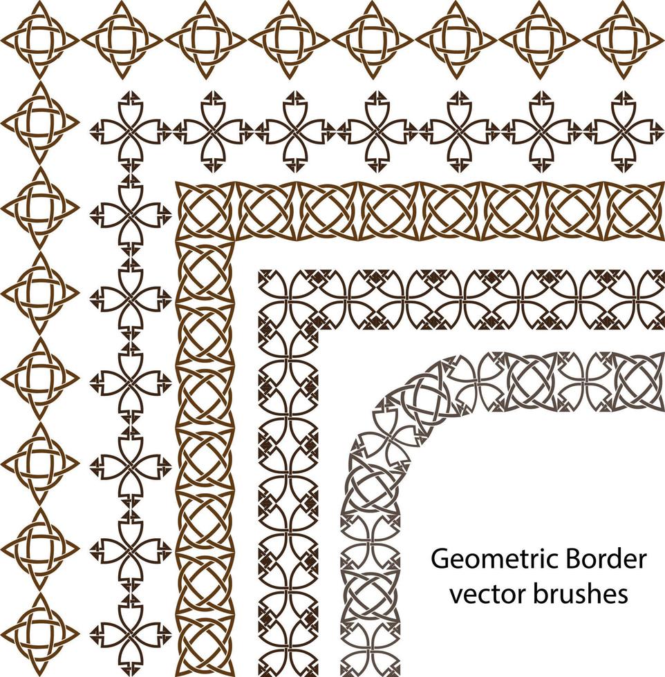 cepillo de patrón de vector de borde establecido en elementos celtas y geométricos sin costura