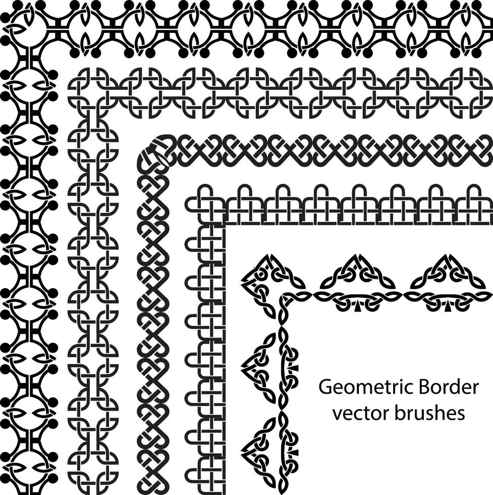 Border vector pattern brush set in seamless celtic and geometric elements