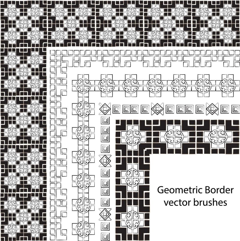 cepillo de patrón de vector de borde establecido en elementos celtas y geométricos sin costura
