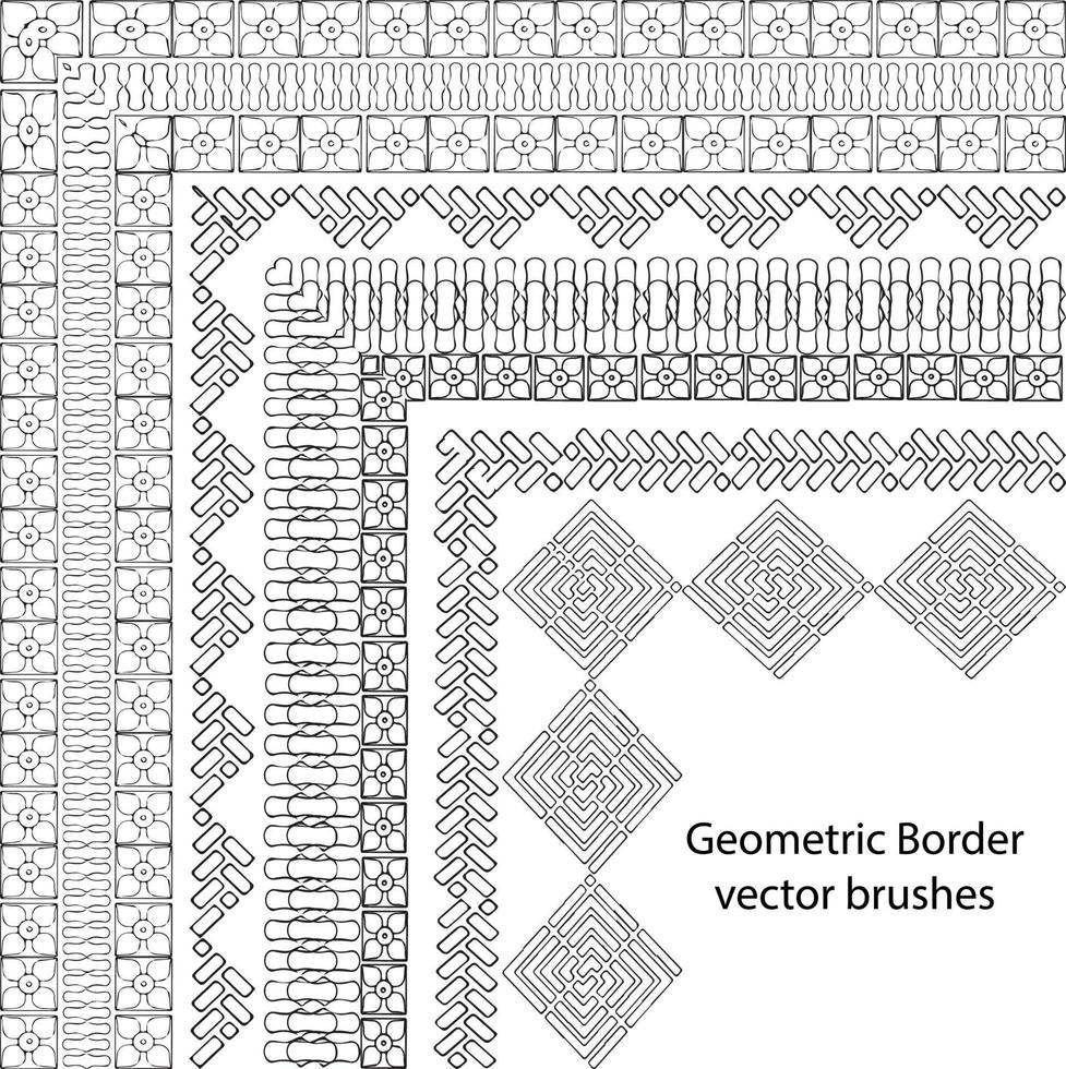 Border vector pattern brush set in seamless celtic and geometric elements