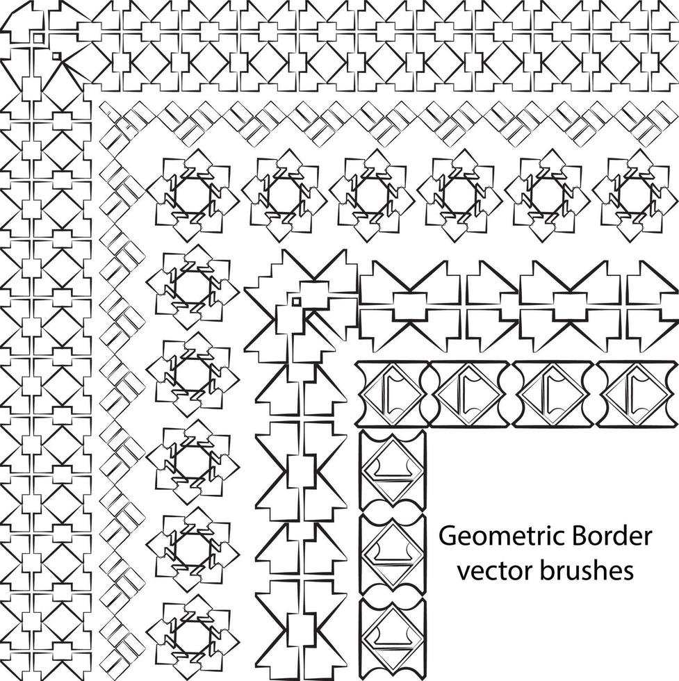 cepillo de patrón de vector de borde establecido en elementos celtas y geométricos sin costura