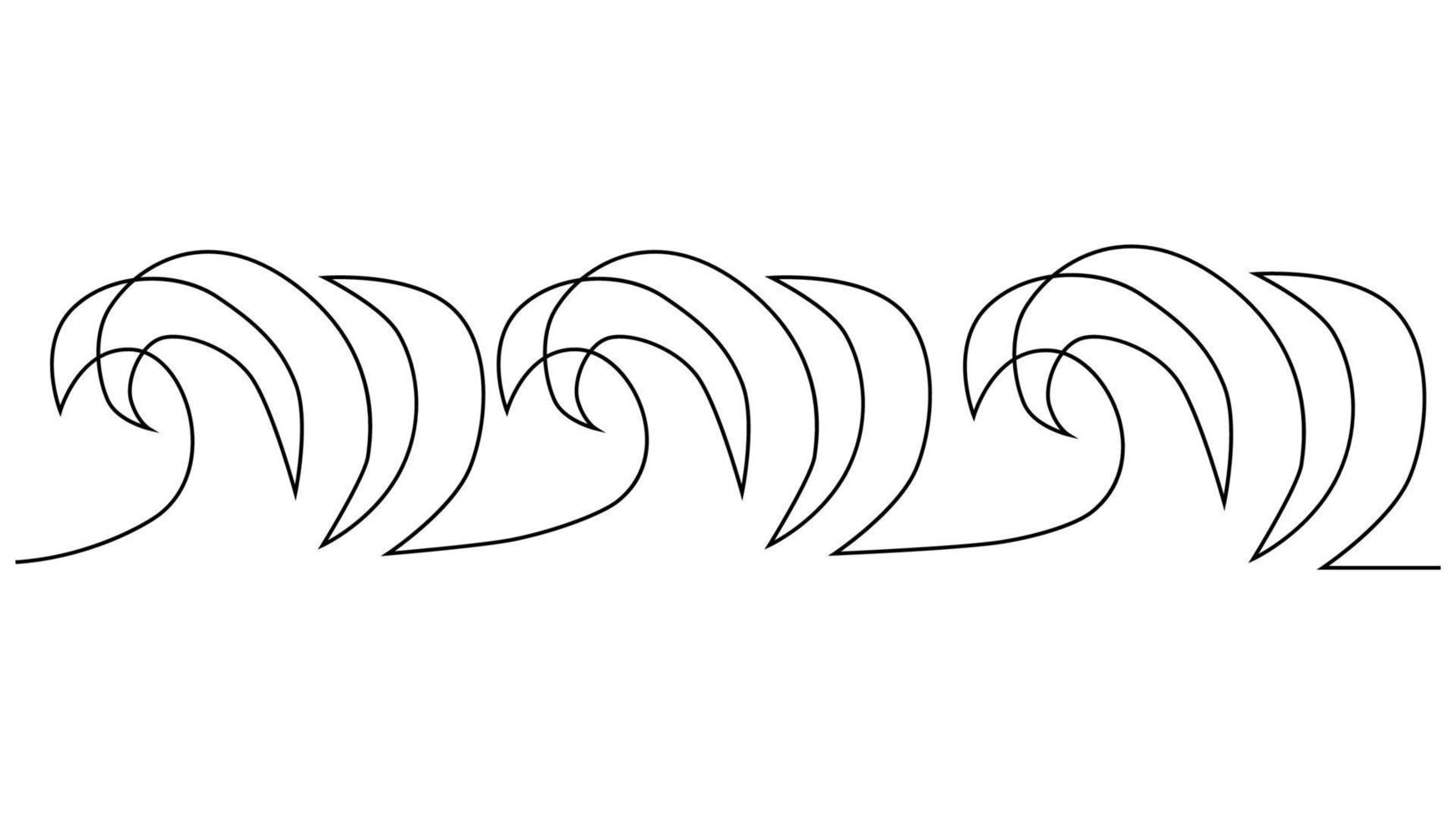 Sea wave one line drawing art. Abstract wave continuous line. vector