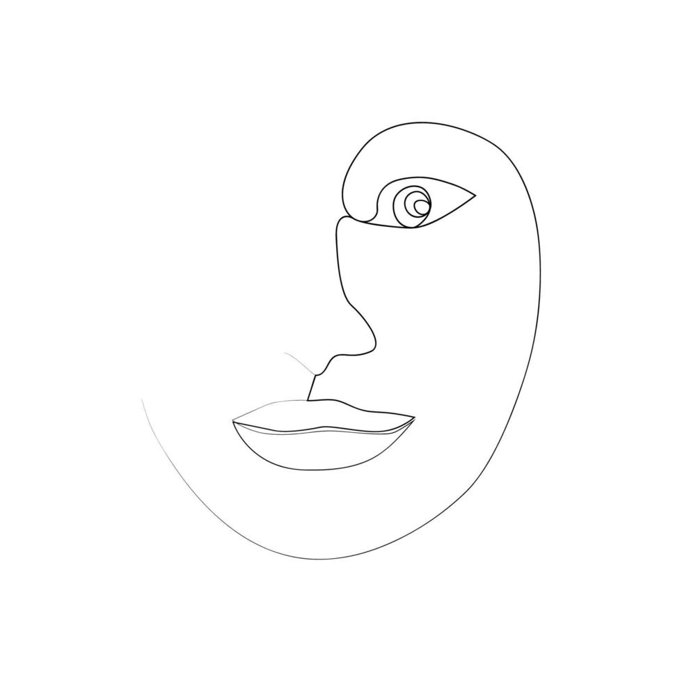 línea continua, dibujo de rostros y peinados, concepto de moda, minimalista de belleza femenina, ilustración vector