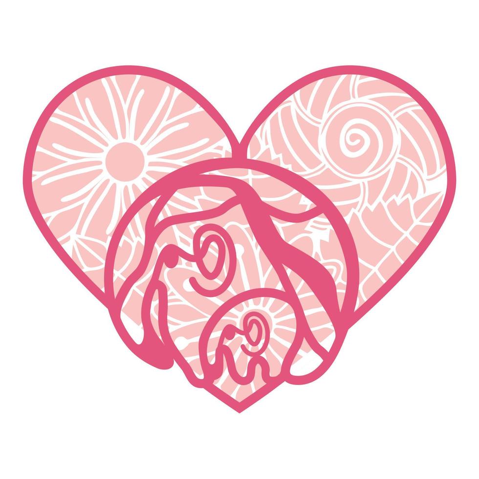 Abstract ornamental heart shaped 3d. Cutout lacy ornate heart. Valentine's day greeting card. Laser cutting design vector