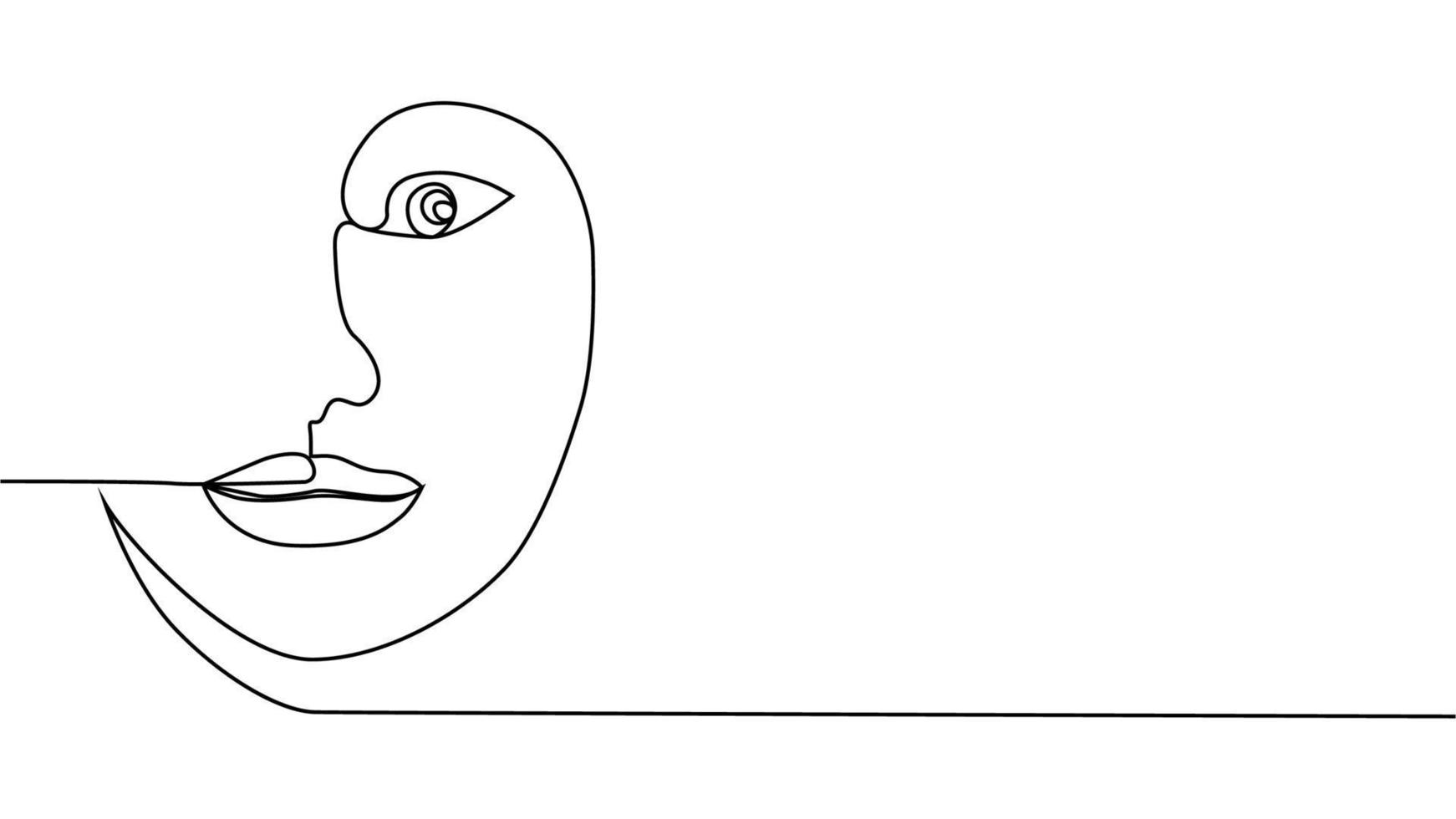 Woman face with flowers one line drawing. Continuous line drawing art. Flower bouquet in woman vector
